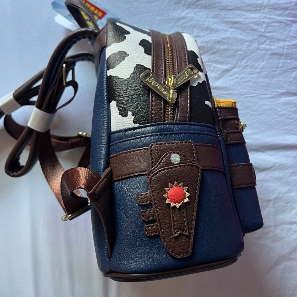 Loungefly Pixar Woody-Inspired Backpack - Red, Yellow, Blue, Brown - Picture 2 of 3